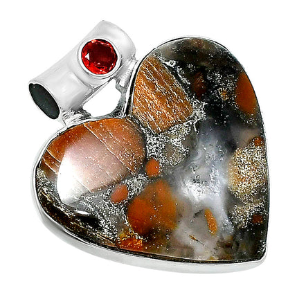 Premium Heart Tabu Jasper & Garnet Pendant P-1300 56-EP10672