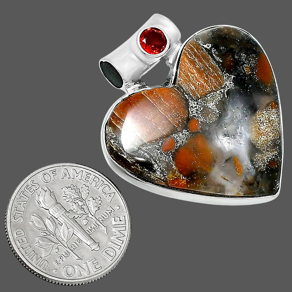 Premium Heart Tabu Jasper & Garnet Pendant P-1300 56-EP10672