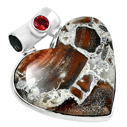Premium Heart Tabu Jasper & Garnet Pendant P-1300 56-EP10674