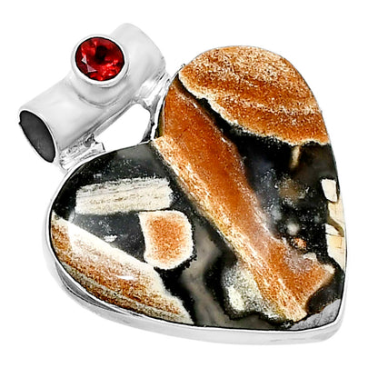 Premium Heart Tabu Jasper & Garnet Pendant P-1300 56-EP10675