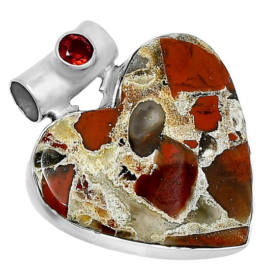 Premium Heart Tabu Jasper & Garnet Pendant P-1300 56-EP10677
