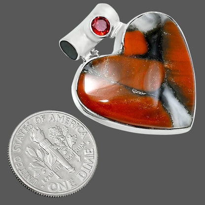 Premium Heart Tabu Jasper & Garnet Pendant P-1300 56-EP10678