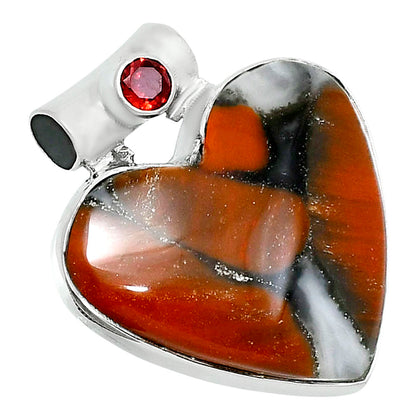 Premium Heart Tabu Jasper & Garnet Pendant P-1300 56-EP10678