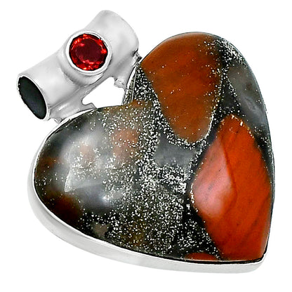 Premium Heart Tabu Jasper & Garnet Pendant P-1300 56-EP10680