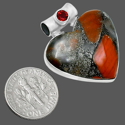 Premium Heart Tabu Jasper & Garnet Pendant P-1300 56-EP10680