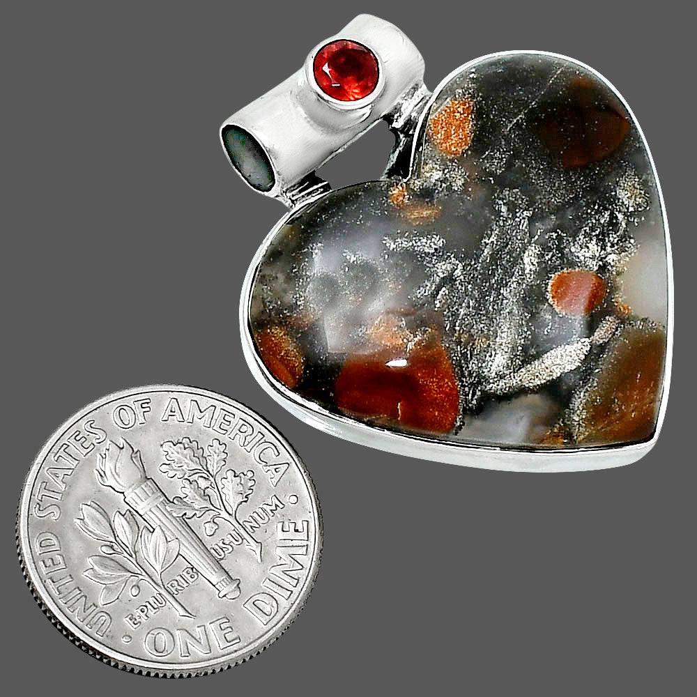 Premium Heart Tabu Jasper & Garnet Pendant P-1300 56-EP10681