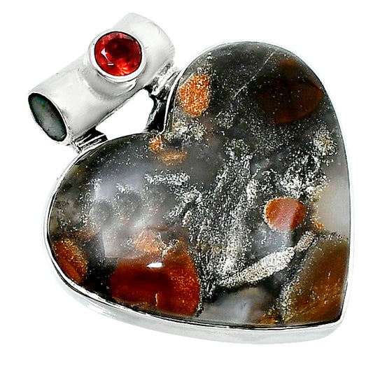 Premium Heart Tabu Jasper & Garnet Pendant P-1300 56-EP10681