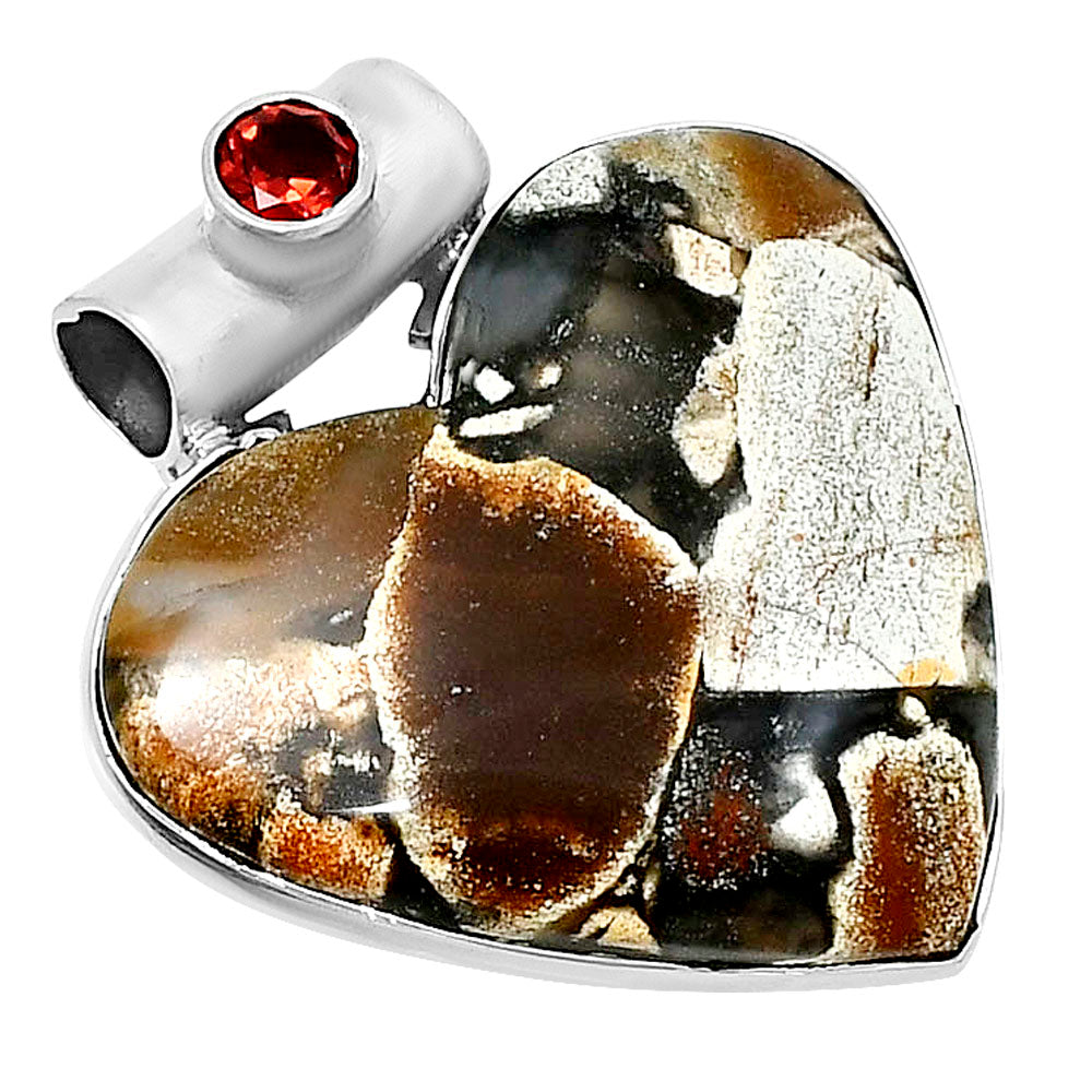 Premium Heart Tabu Jasper & Garnet Pendant P-1300 56-EP10682