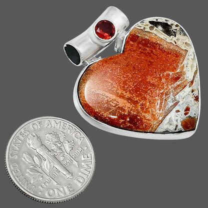 Premium Heart Tabu Jasper & Garnet Pendant P-1300 56-EP10683