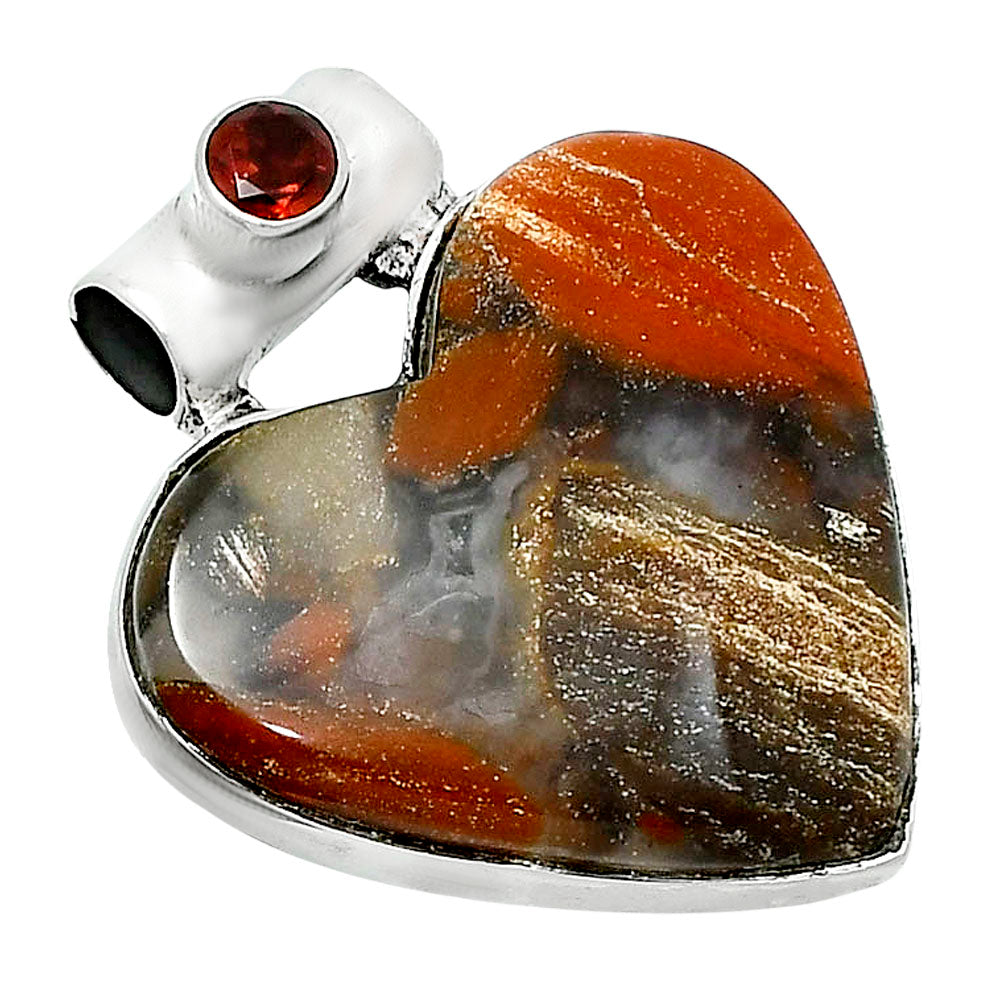 Premium Heart Tabu Jasper & Garnet Pendant P-1300 56-EP10684