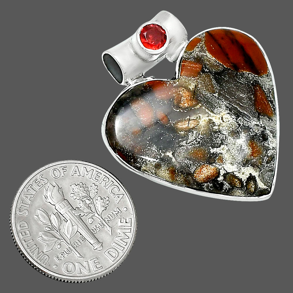 Premium Heart Tabu Jasper & Garnet Pendant P-1300 56-EP10685
