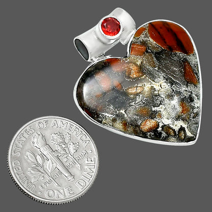 Premium Heart Tabu Jasper & Garnet Pendant P-1300 56-EP10685