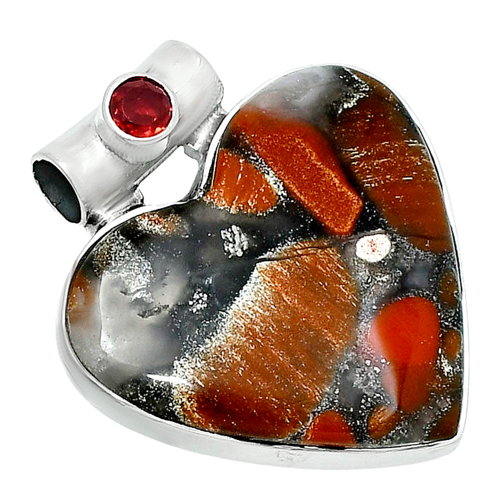Premium Heart Tabu Jasper & Garnet Pendant P-1300 56-EP10686