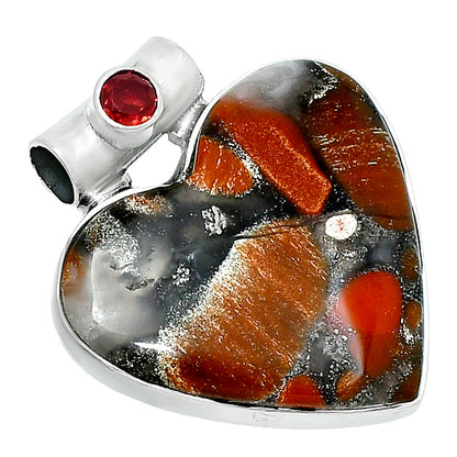 Premium Heart Tabu Jasper & Garnet Pendant P-1300 56-EP10686