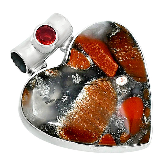 Premium Heart Tabu Jasper & Garnet Pendant P-1300 56-EP10686
