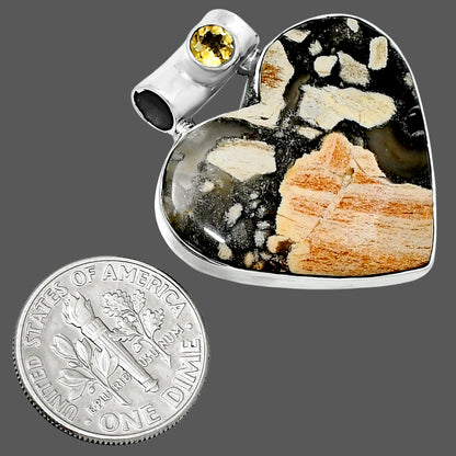 Premium Heart Tabu Jasper & Citrine Pendant P-1300 56-EP10688