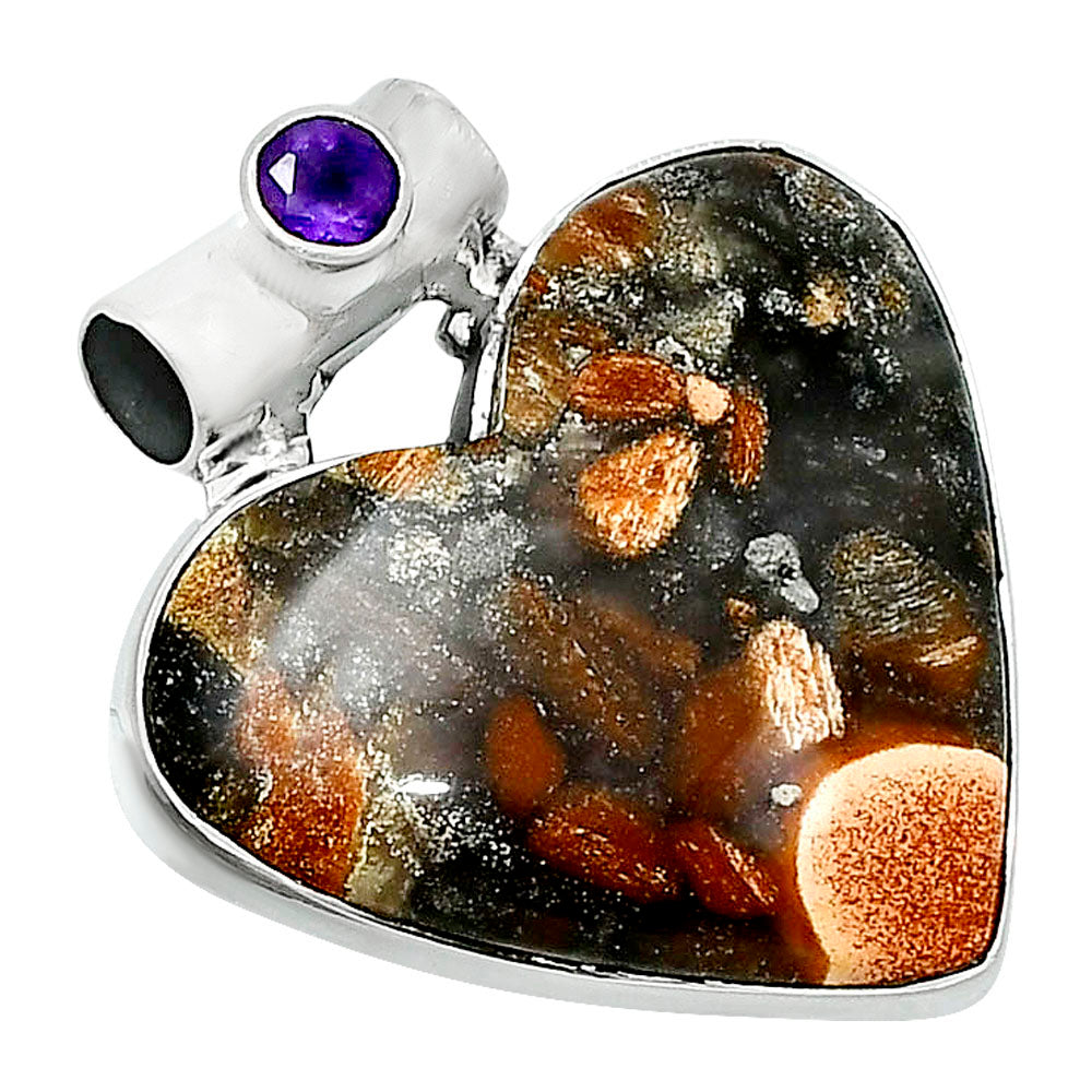 Premium Heart Tabu Jasper & Amethyst Pendant P-1300 56-EP10689