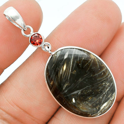 Premium Quality Bat Cave Jasper & Garnet Pendant Earrings Set T-1010 56-ET10128