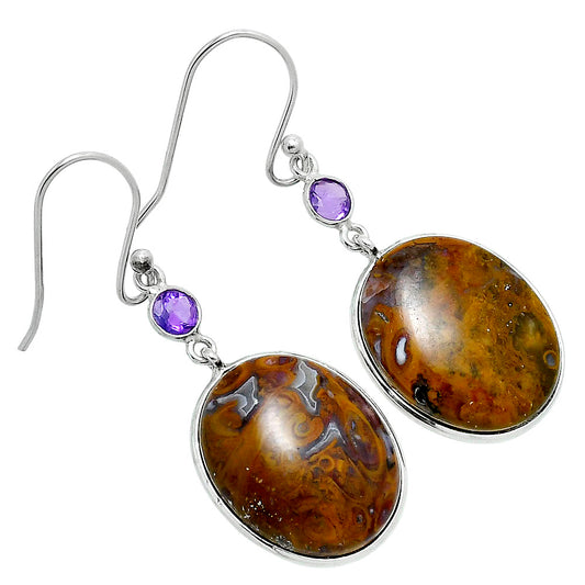 Premium Rare Cady Mountain Agate & Amethyst Earrings E-1002 57-EE10429