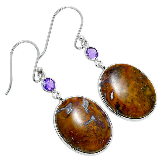 Premium Rare Cady Mountain Agate & Amethyst Earrings E-1002 57-EE10429
