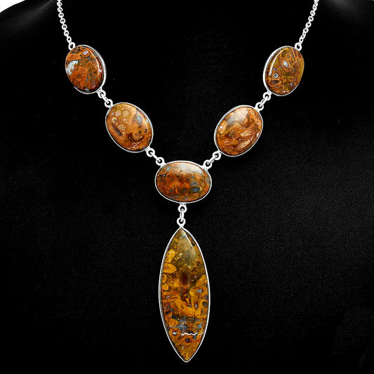 Premium Quality Red Palm Root Agate Necklace N-1013 57-EN10163