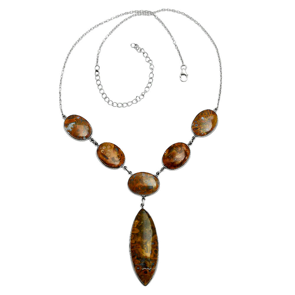 Premium Quality Red Palm Root Agate Necklace N-1013 57-EN10163
