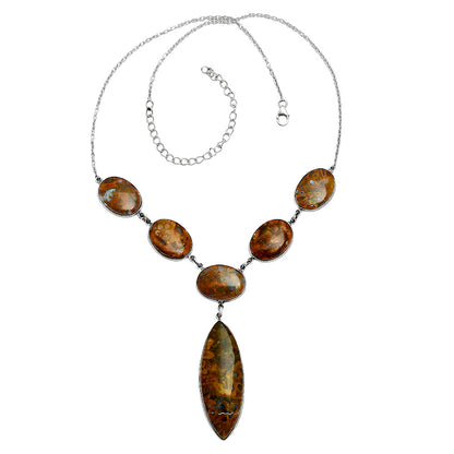 Premium Quality Red Palm Root Agate Necklace N-1013 57-EN10163
