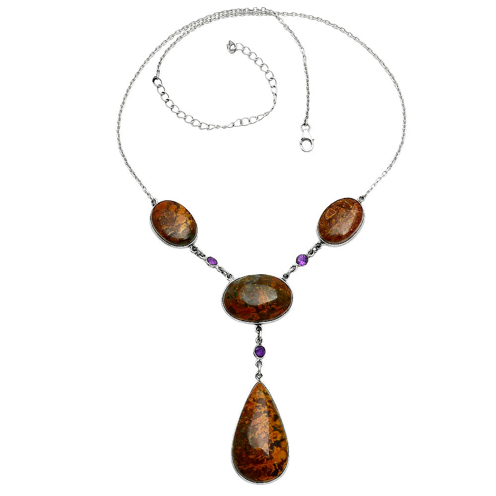 Premium Rare Cady Mountain Agate & Amethyst Necklace N-1023 57-EN10166