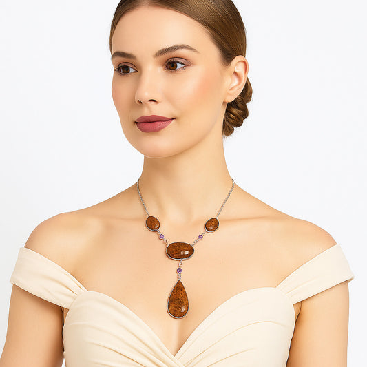 Premium Rare Cady Mountain Agate & Amethyst Necklace N-1023 57-EN10166