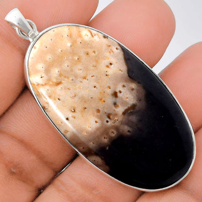 Premium Quality Palm Root Fossil Agate Pendant P-1001 57-EP10699
