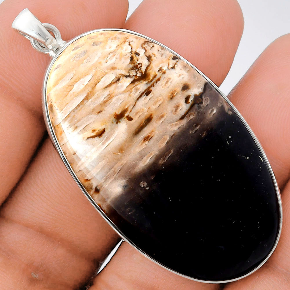 Premium Quality Palm Root Fossil Agate Pendant P-1001 57-EP10700