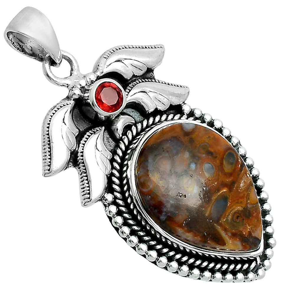Premium Quality Red Palm Root Agate & Garnet Pendant P-1740 57-EP10702