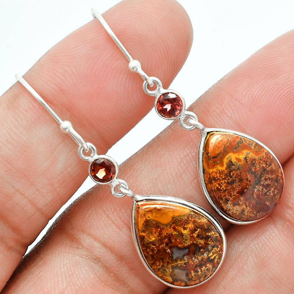Premium Rare Cady Mountain Agate & Garnet Pendant Earrings Set T-1010 57-ET10132