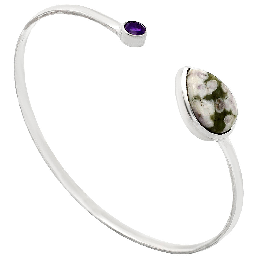 Premium Quality Peace Jade & Amethyst Cuff Bangle Bracelet B-1004 58-EB10565