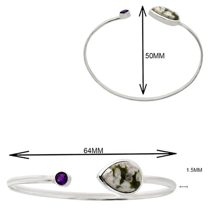 Premium Quality Peace Jade & Amethyst Cuff Bangle Bracelet B-1004 58-EB10565