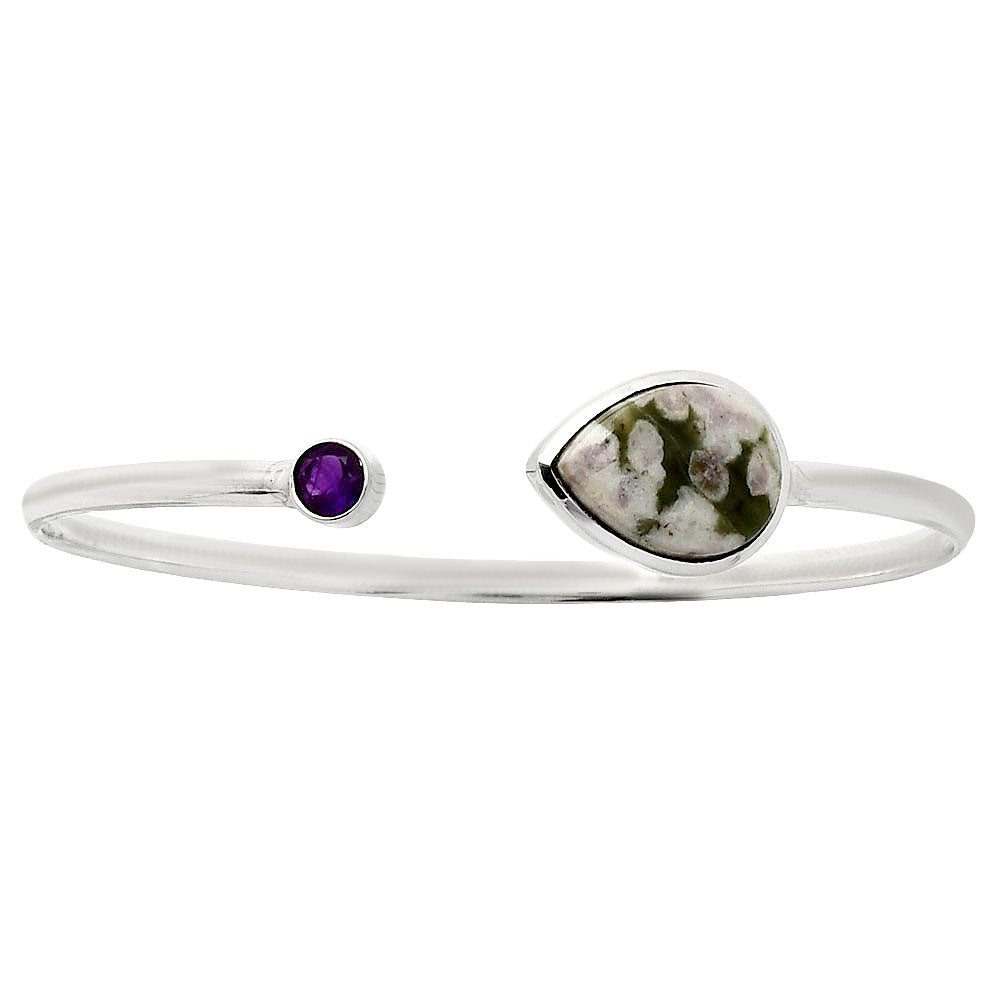 Premium Quality Peace Jade & Amethyst Cuff Bangle Bracelet B-1004 58-EB10565
