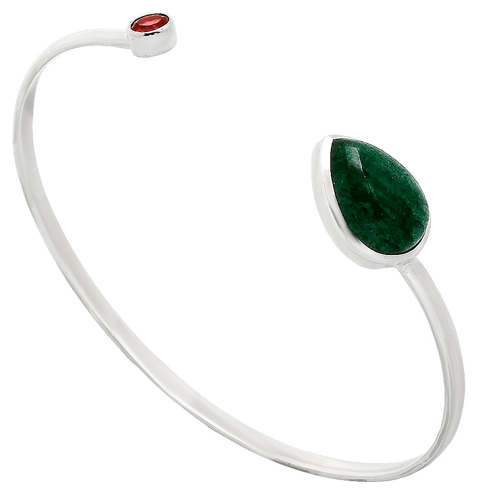 Premium Quality Green Aventurine & Garnet Cuff Bangle Bracelet B-1004 58-EB10568