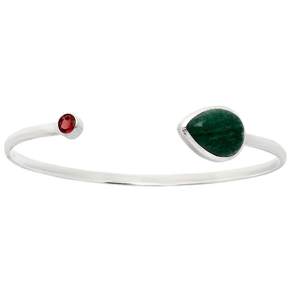 Premium Quality Green Aventurine & Garnet Cuff Bangle Bracelet B-1004 58-EB10568
