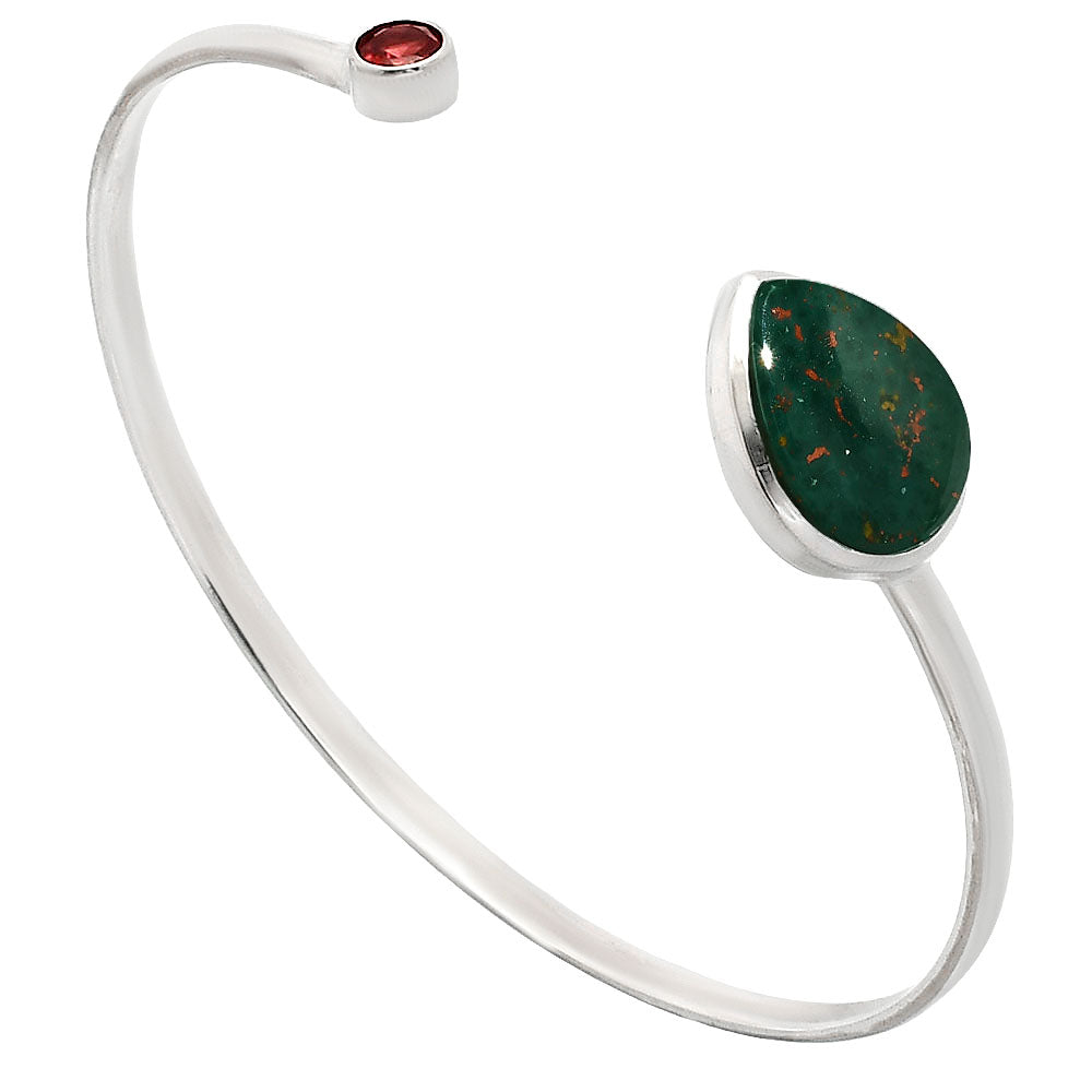 Premium Quality Blood Stone & Garnet Cuff Bangle Bracelet B-1004 58-EB10569
