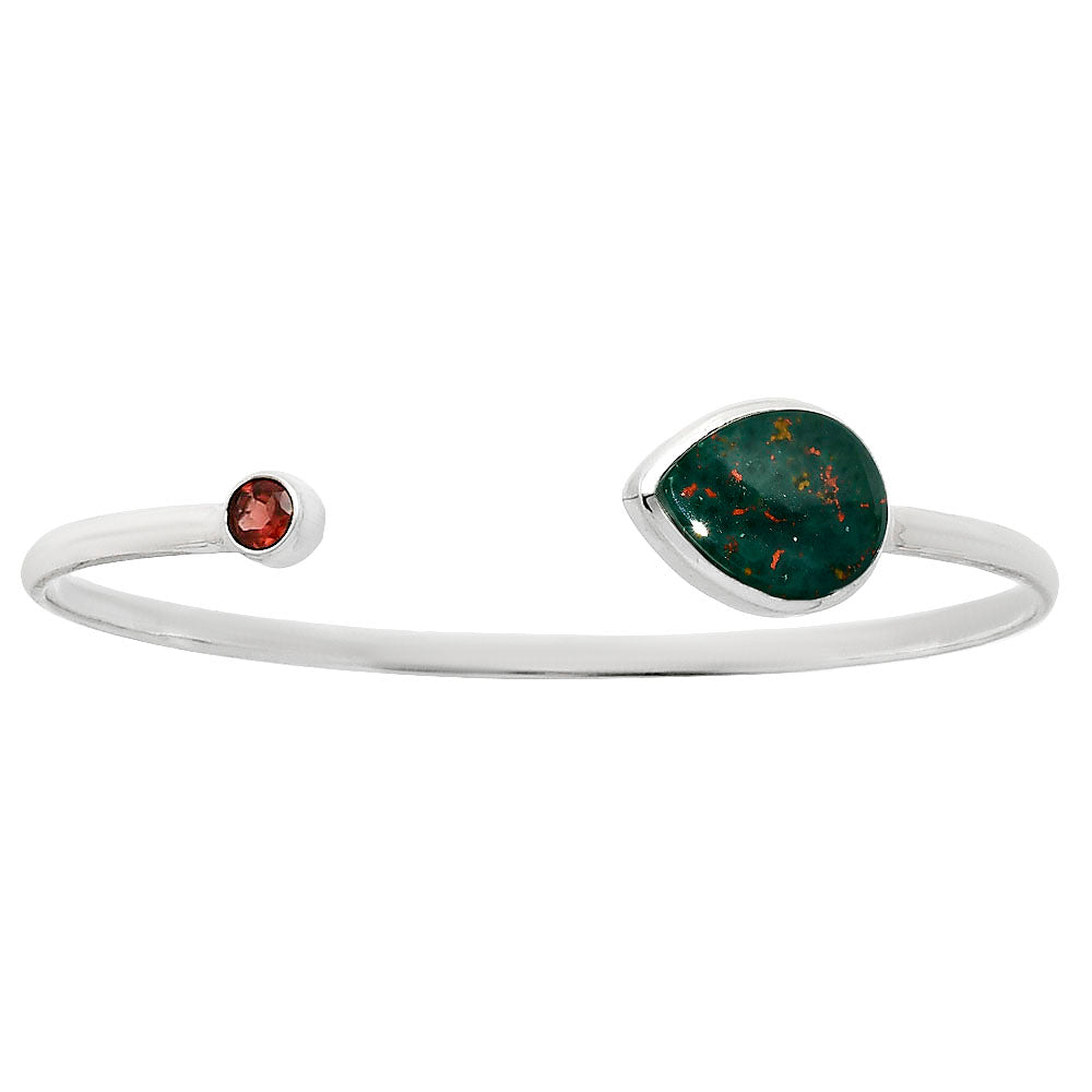 Premium Quality Blood Stone & Garnet Cuff Bangle Bracelet B-1004 58-EB10569