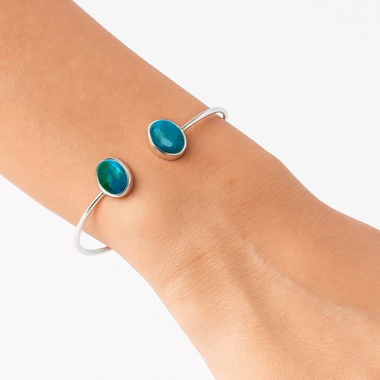 Premium Quality Azurite Chrysocolla Cuff Bangle Bracelet B-1004 58-EB10574