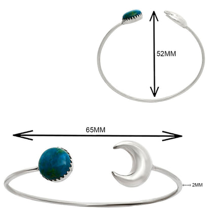 Premium Crescent Moon Azurite Chrysocolla Cuff Bangle Bracelet B-1046 58-EB10579