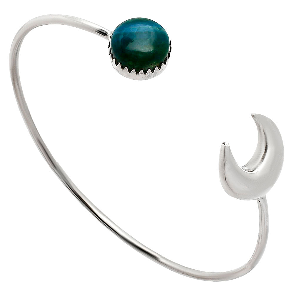 Premium Crescent Moon Azurite Chrysocolla Cuff Bangle Bracelet B-1046 58-EB10580