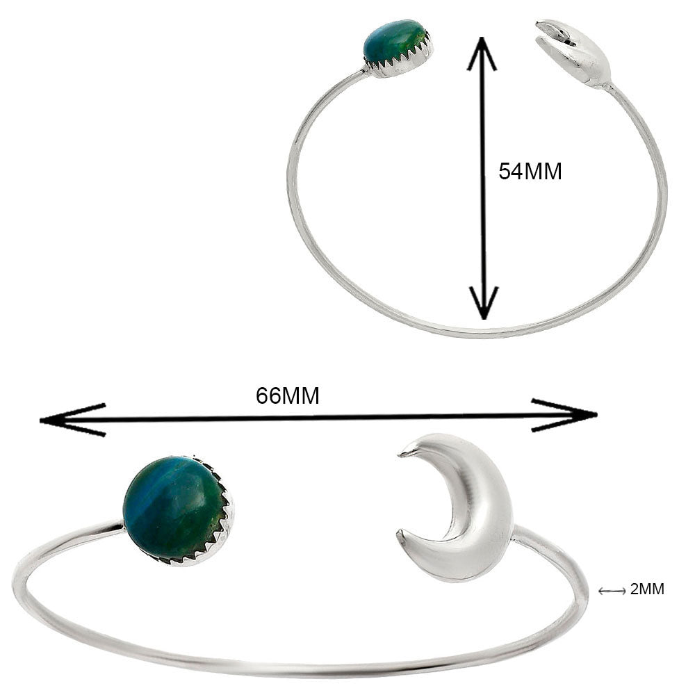 Premium Crescent Moon Azurite Chrysocolla Cuff Bangle Bracelet B-1046 58-EB10580