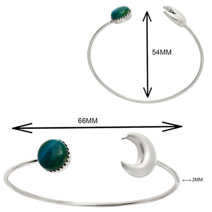 Premium Crescent Moon Azurite Chrysocolla Cuff Bangle Bracelet B-1046 58-EB10580