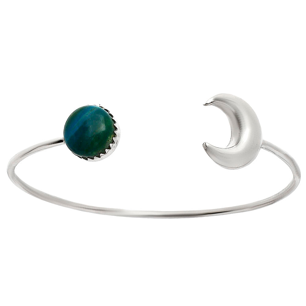 Premium Crescent Moon Azurite Chrysocolla Cuff Bangle Bracelet B-1046 58-EB10580