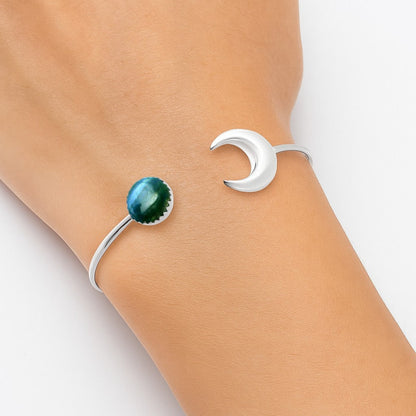Premium Crescent Moon Azurite Chrysocolla Cuff Bangle Bracelet B-1046 58-EB10580