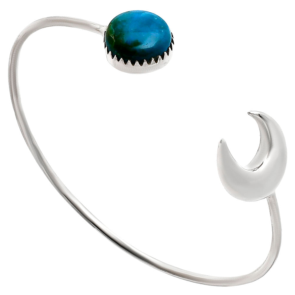 Premium Crescent Moon Azurite Chrysocolla Cuff Bangle Bracelet B-1046 58-EB10581
