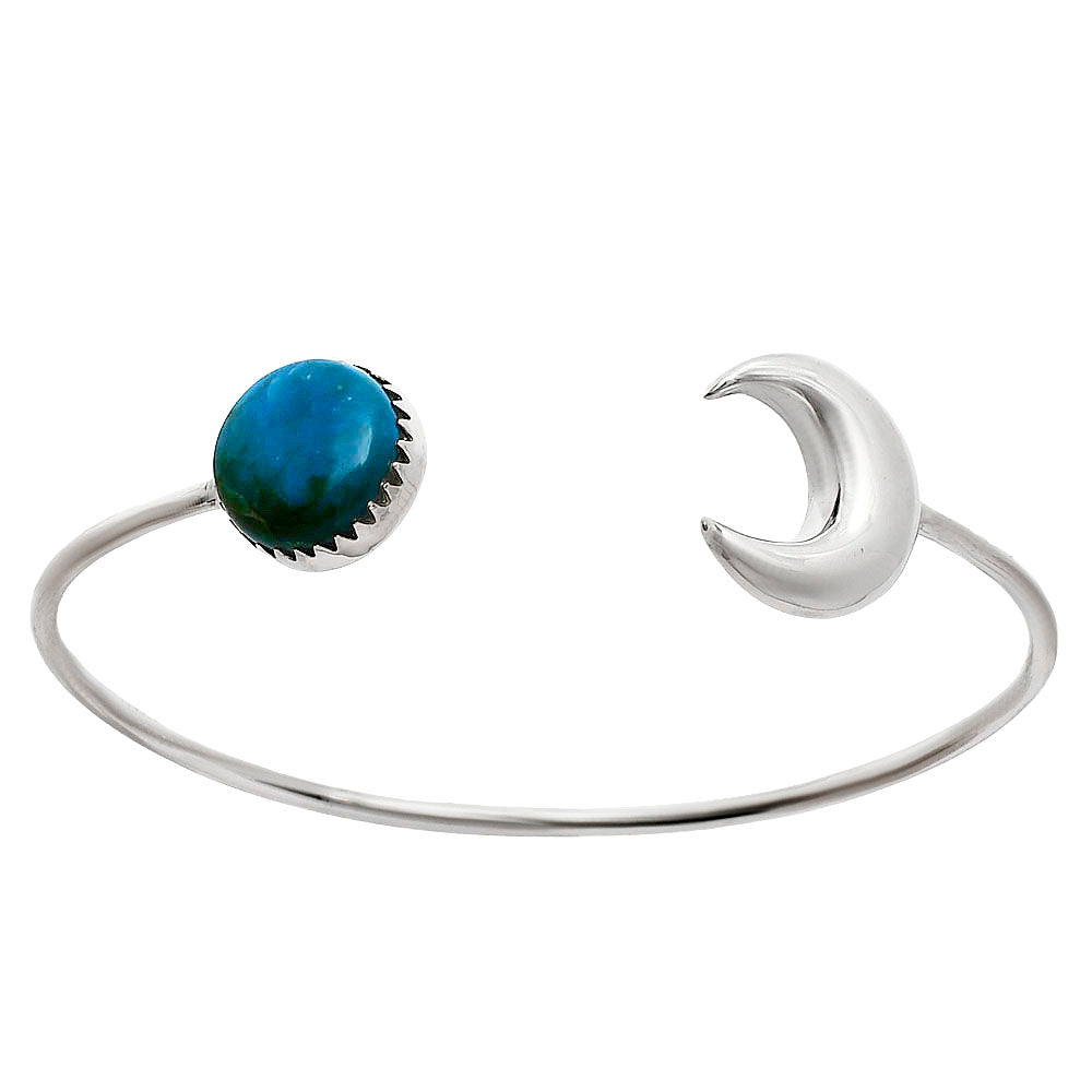 Premium Crescent Moon Azurite Chrysocolla Cuff Bangle Bracelet B-1046 58-EB10581