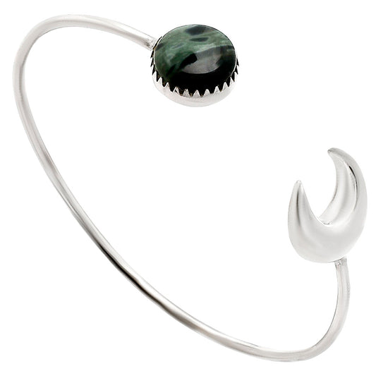 Premium Crescent Moon Spider Web Obsidian Cuff Bangle Bracelet B-1046 58-EB10582